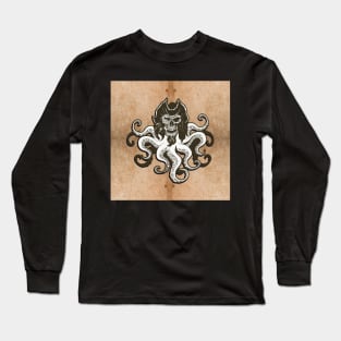 Pirate octopus captain horror skull Long Sleeve T-Shirt